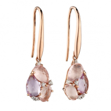 Rose Quartz Amethyst Diamond Earrings